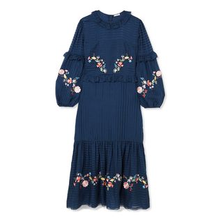 Vilshenko + Dress Adeline Floral Embroidered Dress