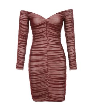 House of CB + Wine Stretch Tulle Dress