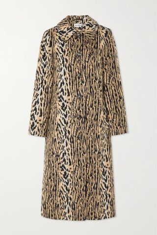 Rixo + Milly Leopard-Print Felt Coat
