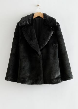 & Other Stories + Faux Fur Single-Breasted Coat