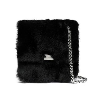 Claudie Pierlot + Textured-Leather and Faux Fur Shoulder Bag