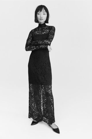 H&M + Stand-Up Collar Lace Dress