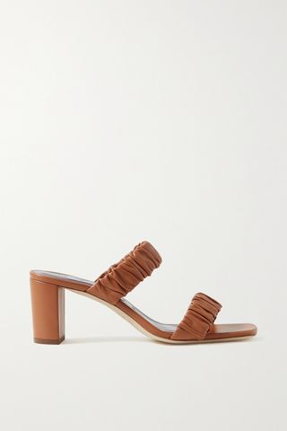 Staud + Frankie Ruched Leather Sandals