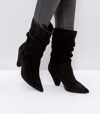 ASOS + Cianna Suede Slouch Cone Heel Boots