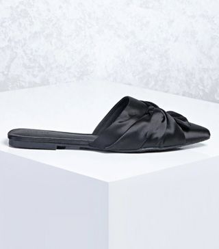 Forever 21 + Knotted Bow Satin Flats in Black