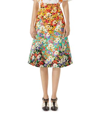 Gucci + Floral Print Cady A-Line Skirt