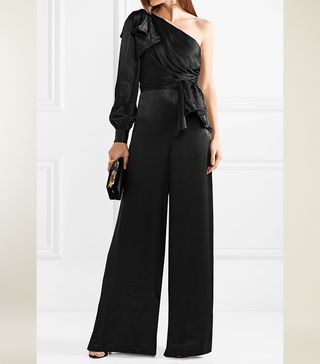 Zimmermann + One-shoulder Bow-embellished Satin Jumpsuit