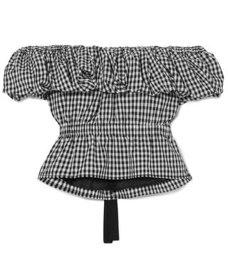 Rejina Pyo + Mina Off-the-Shoulder Gingham Cotton Top