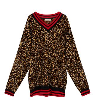 ASOS + Jumper in Leopard Pattern With Sports Tipping
