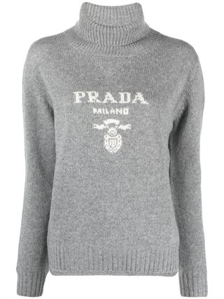 Prada + Logo-Intarsia Roll-Neck Jumper