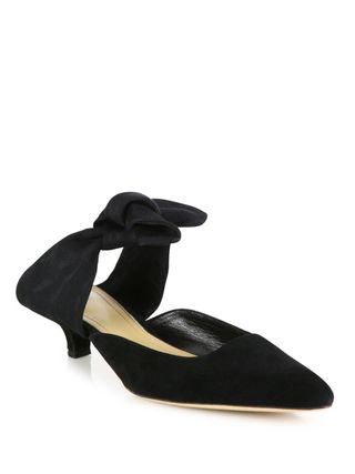 The Row + Coco Suede & Grosgrain Ankle-Tie Mules