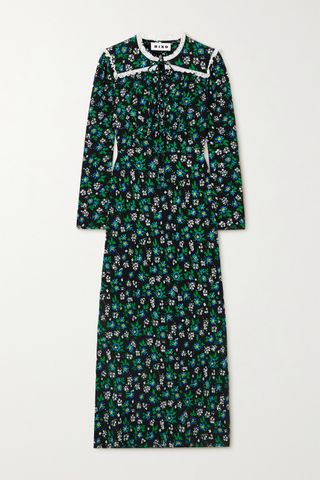 Rixo + Ada Lace-Trimmed Floral-Print Crepe Midi Dress