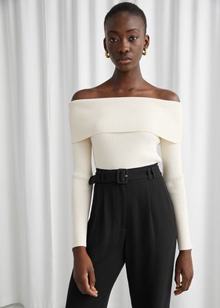 & Other Stories + Fitted Off Shoulder Rib Top