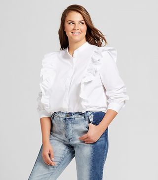 Who What Wear + Ruffled Poplin Blouse