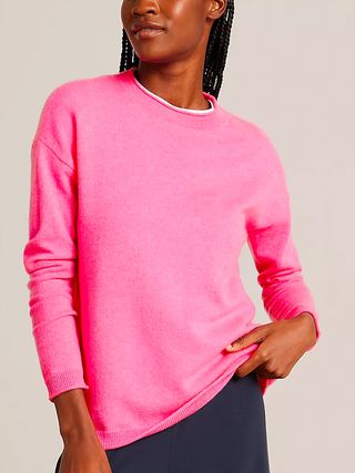 John Lewis & Partners + Relaxed Cashmere Crew Neck Sweater in Pink