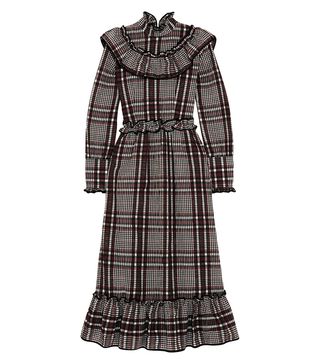 Ganni + Charron Checked Cotton-Blend Seersucker Midi Dress