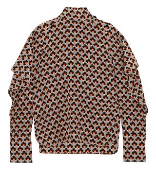 Marni + Cutout Printed Silk Crepe de Chine Turtleneck Top