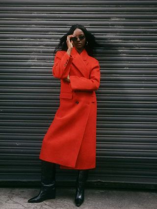 Asos Design + Twill Dad Wool Mix Coat in Red
