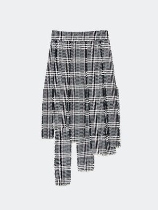 Zara + Checked Skirt With Asymmetric Pleats