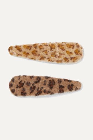 Valet + Lorelei Set of Two Leopard-Print Faux Fur Hair Clips