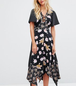 ASOS + Mix Print Hanky Hem Dress