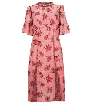 Marks 
Spencer + Floral Print Ruffle Half Sleeve Midi Dress