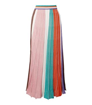 Missoni + Pleated Striped Metallic Stretch-Knit Maxi Skirt