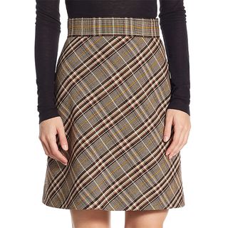 Theory + A-Line Stripe Wool Skirt