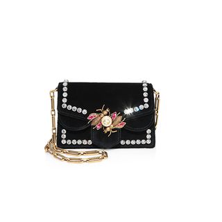 Gucci + Broadway Embellished Velvet Chain Shoulder Bag