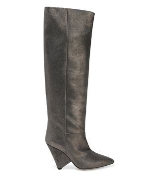 Isabel Marant + Loyko Metallic Brushed-Leather Knee Boots
