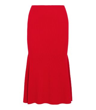 Victoria Beckham + Ribbed Wool-Blend Midi Skirt