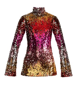 Halpern + High-Neck Sequin-Embellished Top