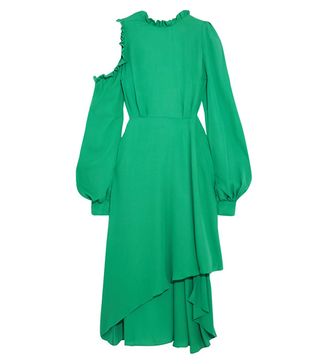 Magda Butrym + Calgari Ruffled Cold-Shoulder Silk-Georgette Midi Dress