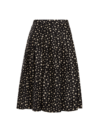 HVN + Saree Star-Print Pleated Silk Skirt