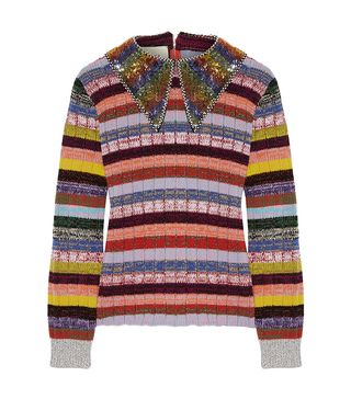 Gucci + Embellished Striped Wool-Blend Sweater