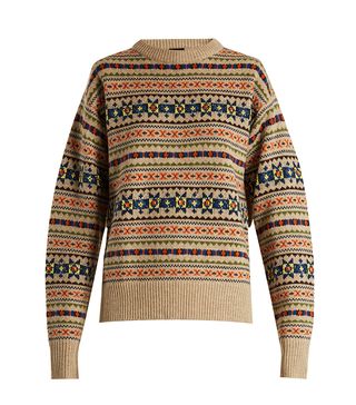 Joseph + Fair Isle Slit Sleeve Wool-Knit Sweater