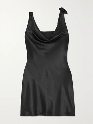 Staud + Delilah Appliquéd Draped Satin Mini Dress