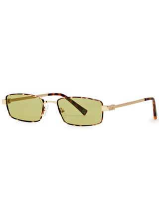 Le Specs + Bizarro Rectangle-Frame Metal Sunglasses