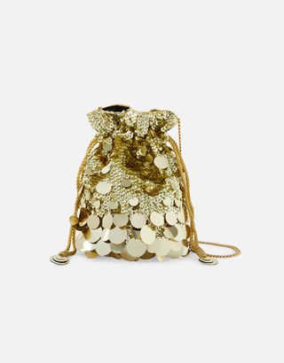 Accessorize + Disco Sequin Drawstring Bag Gold