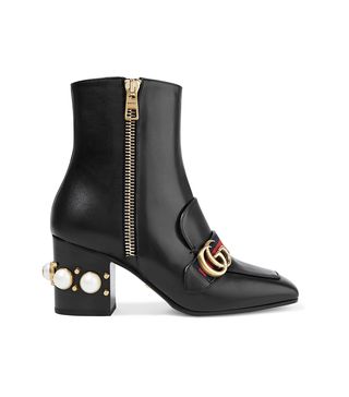 Gucci + Marmont Embellished Leather Ankle Boots