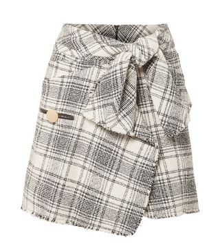Alexander Wang + Wrap-Effect Checked Bouclé-Tweed Mini Skirt