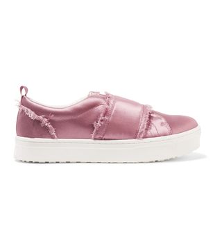 Sam Edelman + Levine Frayed Satin Slip-On Sneakers