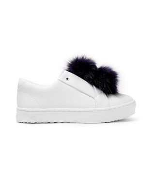 Sam Endelman + Leya Faux Fur-Trimmed Leather Slip-On Sneakers
