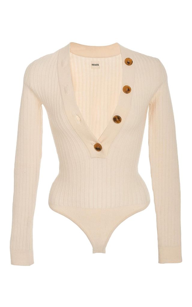 Khaite + Ribbed-Knit Wool Sweater Bodysuit
