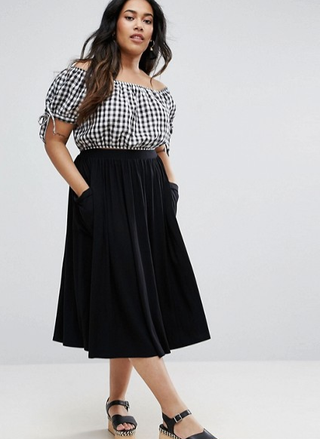 ASOS + Jersey Midi Skirt With Pockets