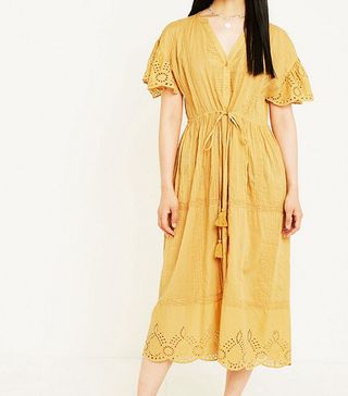 Urban Outfitters + Yellow Premium Broderie Midi Dress