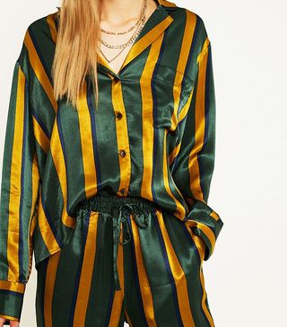 Urban Outfitters + Vertical Stripe Satin Pyjama Top