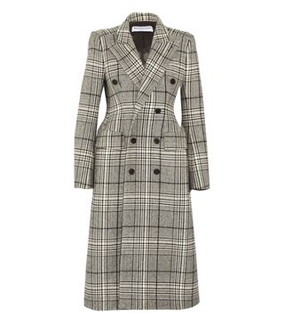 Balenciaga + Hourglass Double-Breasted Checked Wool-Blend Coat