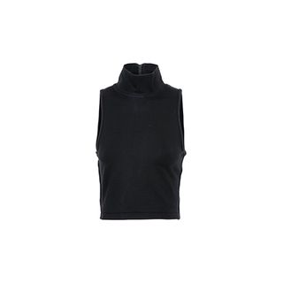 DKNY + Mock Neck Sleeveless Top With Back Zipper