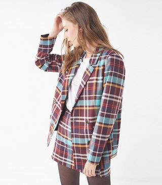 Urban Outfitters + Checkered Double-Breasted Blazer